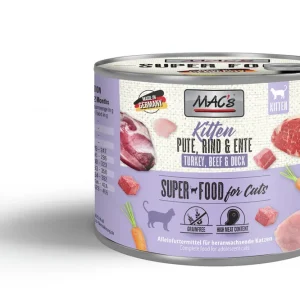 Letzte Chance Sparpaket 6 x 200 g Mac's Kitten Pute, Rind & Ente Katzen Nassfutter